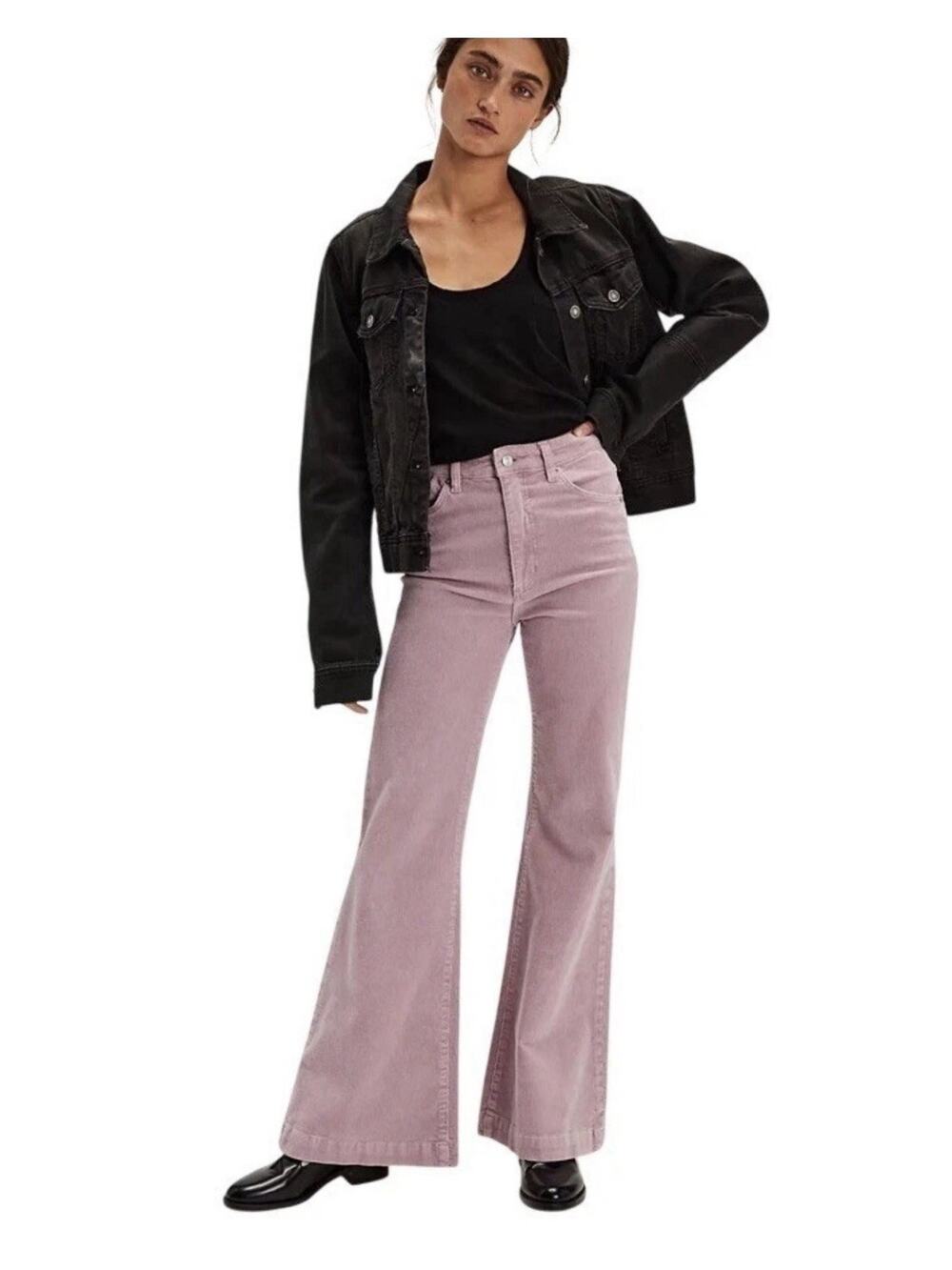 Rollas East Coast Flare Pants Jeans Bell Bottoms 25 High Rise Corduroy Purple